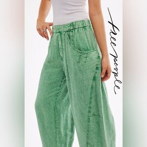 Free People Green Barrel Jeans